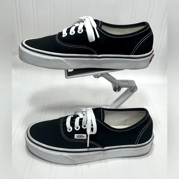 Vans Off The Wall Black and White Canvas Tennis Shoes Size Men 4.0 Women 5.5 - Picture 2 of 12